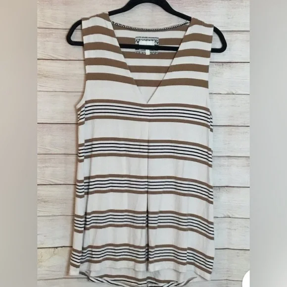 Anthropologie boho indie core top small casual sleeveless stripe sporty - Picture 2 of 4